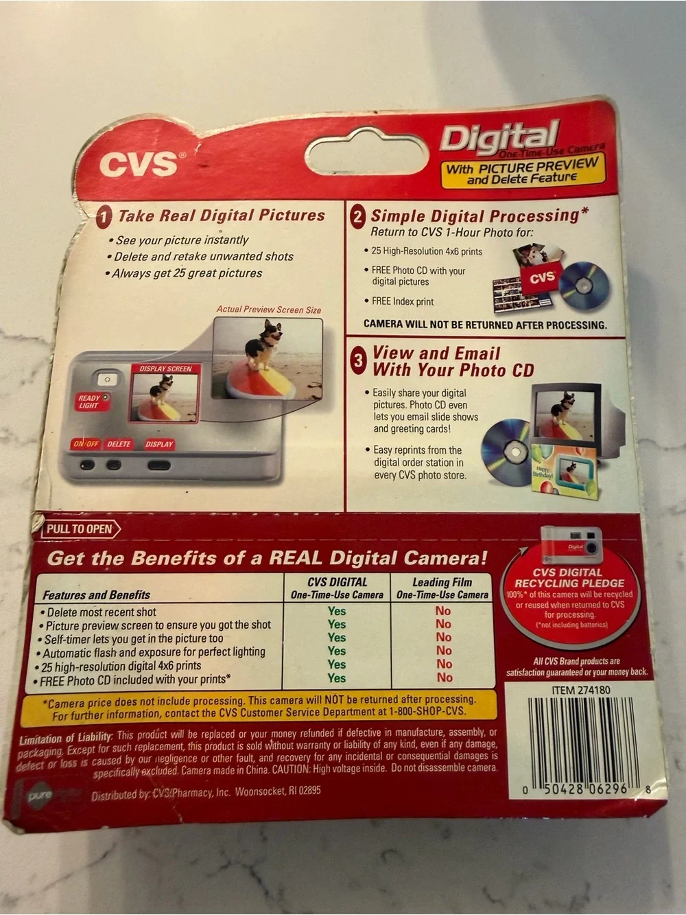 NWT Vintage CVS Pure Digital One-Time-Use Camera - New Sealed Packaging